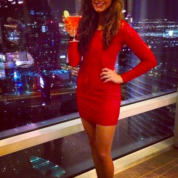 Red Lace Mini Dress - Picture 1 of 4